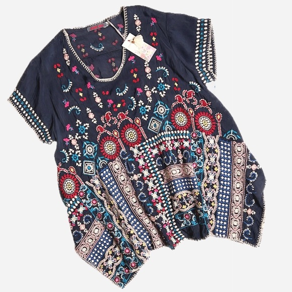 NEW Johnny Was Madhuri Boho Embroidered Geometric Top Tunic Medium - Picture 10 of 10